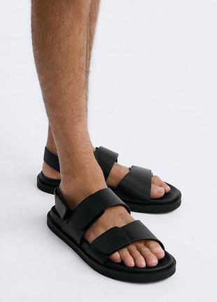 Кожаные сандалии босоножки сагдалии на липучках