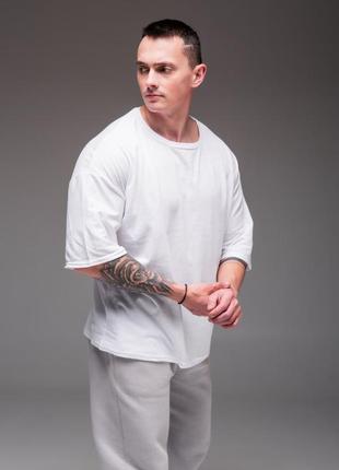 Мужская белая футболка больших размеров "casual"3 фото