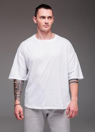 Мужская белая футболка больших размеров "casual"5 фото