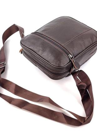 Мужская кожаная сумка jz ko-333-3 20x24x8 коричневая8 фото