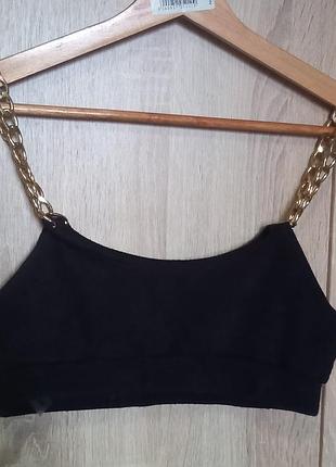 Черный топ с цепочками,туречница