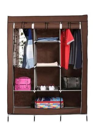 Складаний шафа великий storage wardrobe 175 х 130 х 45 см каркасний тканинний коричневий2 фото