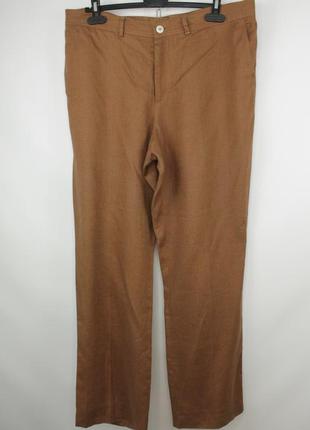 Лляні брюки штани bogner brown linen wide leg casual women's pants