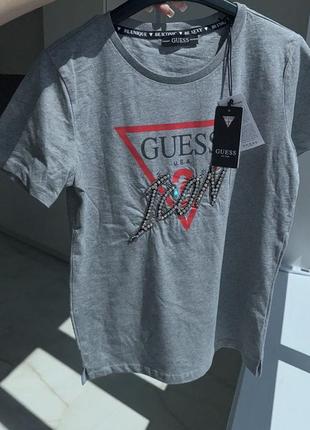 Guess сіра оригінальна футболка з кристалами