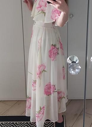 Шифоновое макси платье в пионе от reserved, s/xs