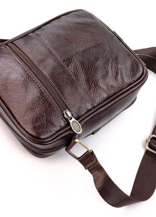 Маленькая кожаная сумка мужская jz an-772 16,5x21x7-8 коричневый5 фото