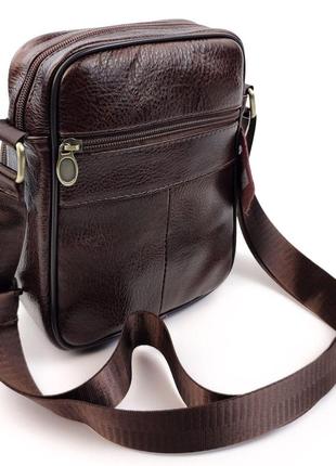 Компактная кожаная сумка мужская jz an-206 16,5x21x7-8 коричневый8 фото
