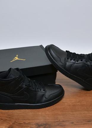 Nike air jordan 1 mid triple black кроссовки оригинал