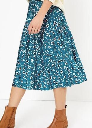 M&amp;s collection плиссированная юбка-миди из трикотажа с цветочными кругами9 фото