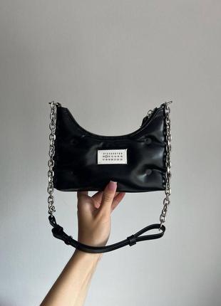 Жіноча сумка шкіряна сумка maison margiela black glam slam small