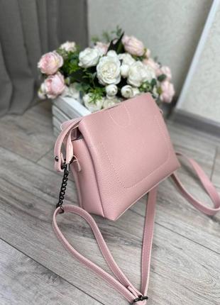 Небольшая женская сумка кросс-боди светло розовая4 фото