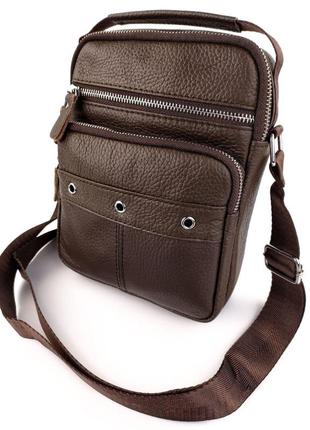 Мужская сумка из кожи с ручкой jz ns5417-2 коричневая4 фото