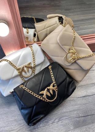 Сумочка в стилі pinko / сумочка жіноча на ланцюжку / сумочка з золотистою фурнітурою / стильні брендові зам сумочки / обмін3 фото