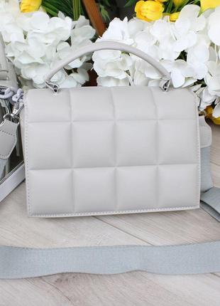 Женская стильная и качественная сумка из эко кожи серая с сиреневым оттенком2 фото