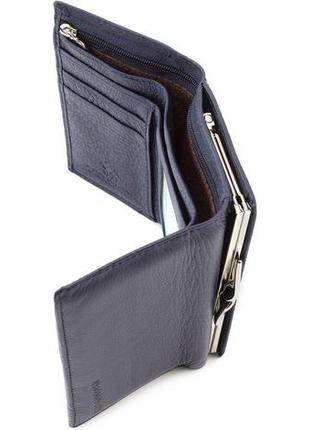 Маленький шкіряний гаманець з монетницею marco coverna mc-2049a-3 (jz6658) синій4 фото