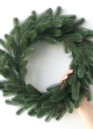 Вінок новорічний різдвяний traditional з литої хвої d-50 см зелений2 фото