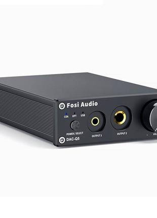 Конвертер звука spdif/coaxial на rca/3.5/6.35 fosi audio dac-q5 black