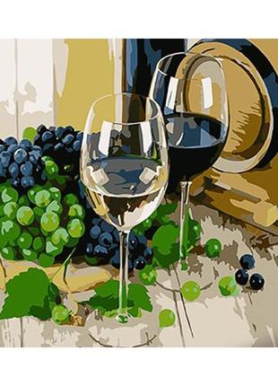 Картина за номерами strateg преміум вино та виноград з лаком та з рівнем розміром 30х40 см (ss1083)