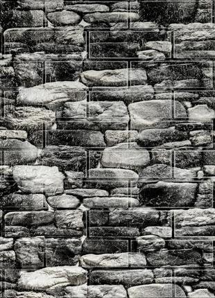 Декоративна 3d панель самоклейка під чорний камінь катеринославський 700х770х5мм (040) sw-00000483