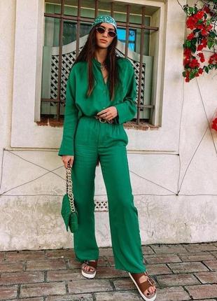 Зелений шикарний костюм із віскози zara 38/м