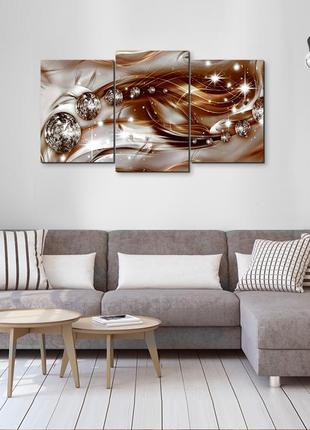 Модульная картина декор карпаты в гостиную / спальню для интерьера кофейная абстракция 53x100 см mk30218_e3 фото