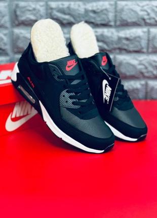 Мужские кроссовки bling nike air max 90 черные кожаные кроссовки найк зимние кроссовки найк аир макс 99