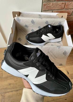 Мужские кроссовки нью беланс 327 чёрно-белые / new balance 327 black4 фото