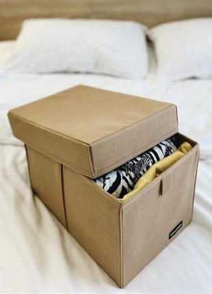 Ящик-органайзер для хранения вещей с крышкой m - 30*19*19 см (бежевый)