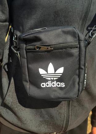 Сумка через плечо adidas/ черная борсетка адедас / спортивная сумка через плечо / мужская бананка / женская маленькая сумка / мессенджер адидас