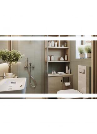 Дзеркало qtap mideya 1000х600 з led-підсвічуванням touch, з антизапотіванням, з годинником, димером, рег.