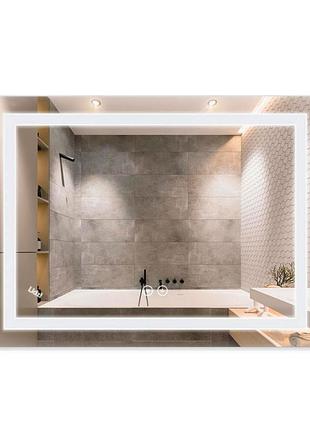 Зеркало lidz kubis 600х800 с led-подсветкой touch, с антизапотеванием, с диммером, рег. яркости reverse