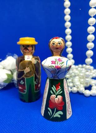Винтаж! 🌲🌺 пара гуцулов деревянные игрушки сувенир ручной росписи украинцы пара муж с женой