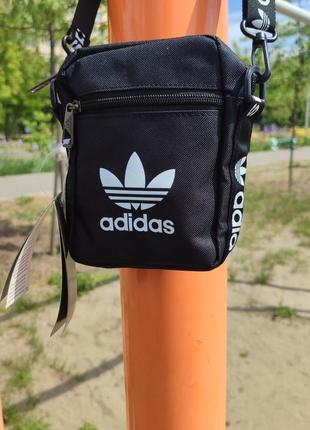 Сумка через плечо adidas/ черная борсетка адедас / спортивная сумка через плечо / мужская бананка / женская маленькая сумка / мессенджер адидас