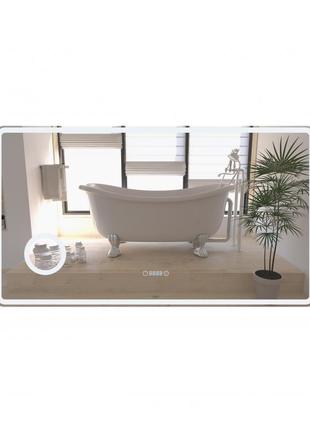Зеркало qtap crow 1200х700 с led-подсветкой touch, линза, цифровые часы, диммер, рег. яркости qt0578141670120w