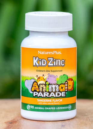Nature's plus, source of life, animal parade, пастилки kid zinc, смак натурального мандарина, 90 тва