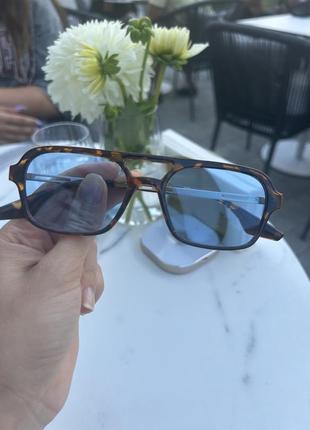 Трендові окуляри леопардові з голубими лінзами