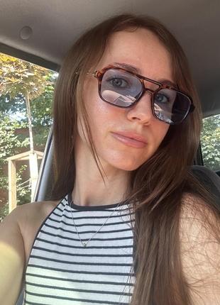 Трендові окуляри леопардові з голубими лінзами