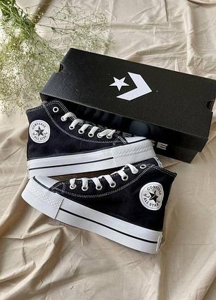 Кросівки кеди converse chuck taylor all star layer up blackred на платформі