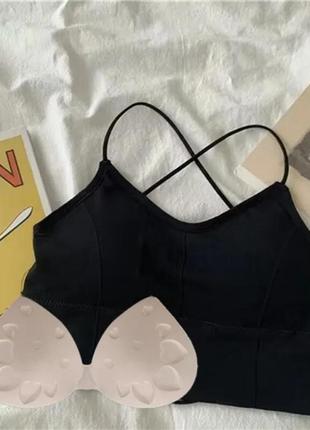 Топ бюстгальтер женский спортивный с открытой спиной со шнуровкой, стильный топик...