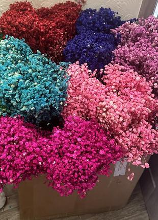 Гипсофила синия стабилизированная 1 веточка для создания букетов, декора помещений или...