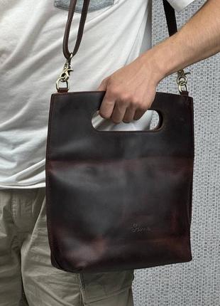 Сумка шкіряна szone bag кожаная через плече женская мужская клатч