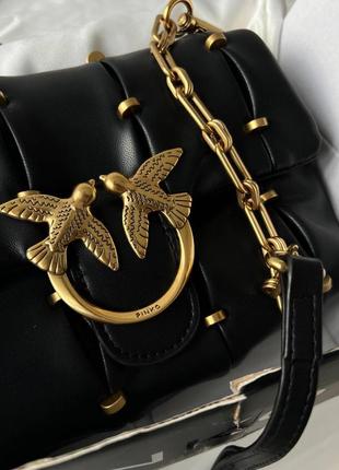 Жіноча сумка з шкіри pinko lady black пинко молодіжна, брендова сумка маленька через плече