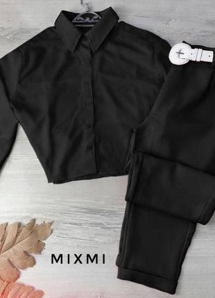 Нереально красивый деловой женский комплект рубашка софт и брюки с поясом стильный костюм классический1 фото