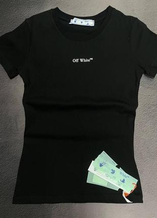 Жіноча футболка off white чорний білий4 фото