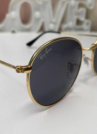 Очки ray-ban солнцезащитные черно-золотые5 фото