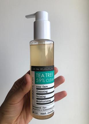 Гель для вмивання з екстрактом чайного дерева derma factory tea tree 59% cleanser, 150 ml, дерма факторі, пінка, клінсер, очисник