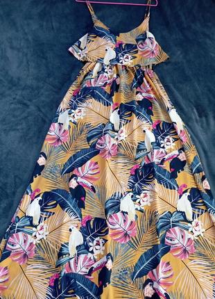Розкішна сукня з гавайським  принтом, довжина максі3 фото