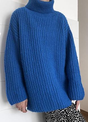 Синя вʼязана подовжена кофта💙 4