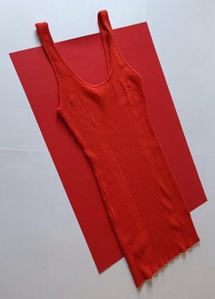 Шикарна моркв'яна сукня міні сукня-майка у рубчік