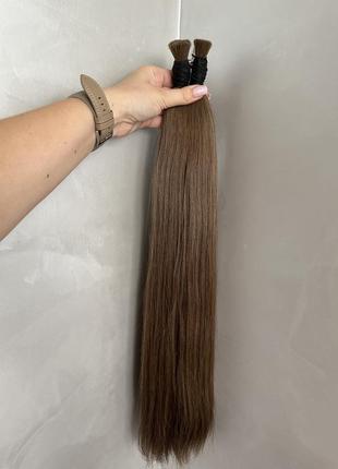 Натуральные русые волосы для наращивания премиум